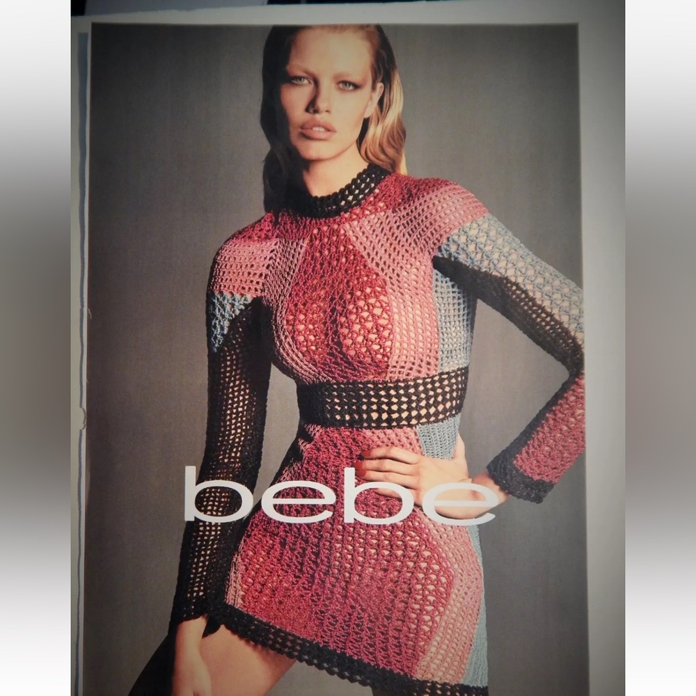 2017 Bebe Multicolor Crochet Dress